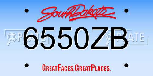 6550ZB South Dakota License Plate