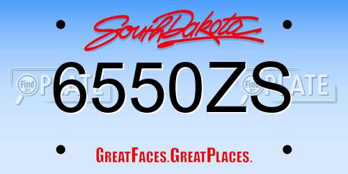 6550ZS South Dakota License Plate