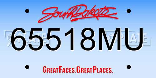 65518MU South Dakota License Plate