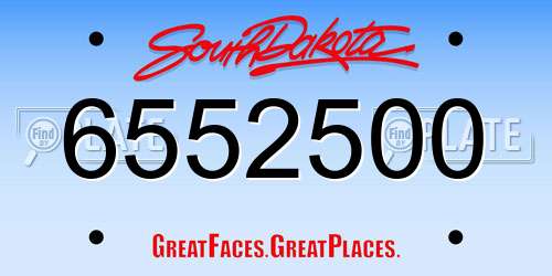 6552500 South Dakota License Plate