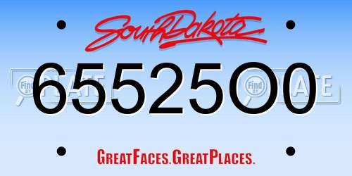 65525O0 South Dakota License Plate