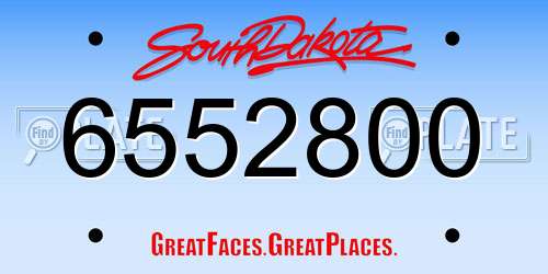 6552800 South Dakota License Plate