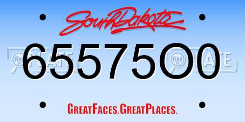 65575O0 South Dakota License Plate