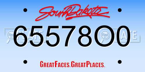 65578O0 South Dakota License Plate