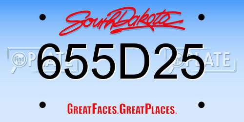 655D25 South Dakota License Plate