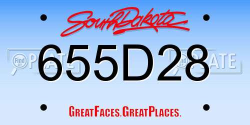 655D28 South Dakota License Plate