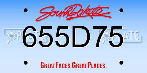 655D75 South Dakota License Plate