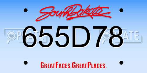 655D78 South Dakota License Plate