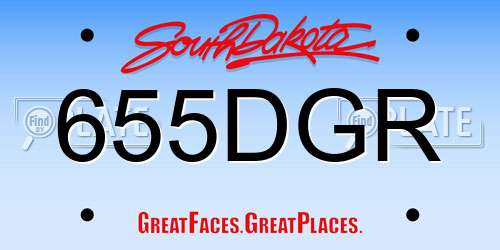 655DGR South Dakota License Plate