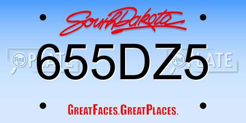 655DZ5 South Dakota License Plate
