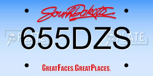 655DZS South Dakota License Plate
