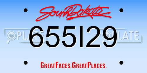 655I29 South Dakota License Plate
