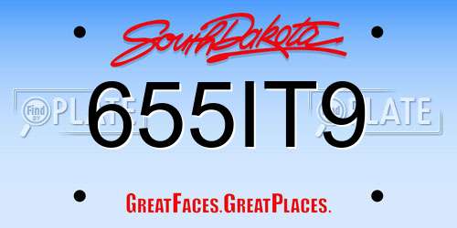 655IT9 South Dakota License Plate