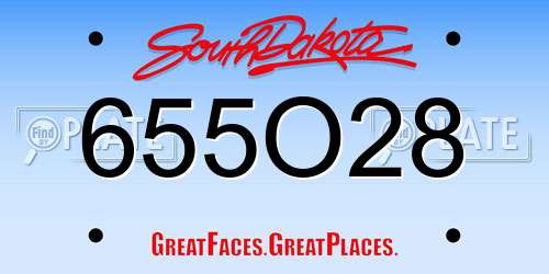 655O28 South Dakota License Plate