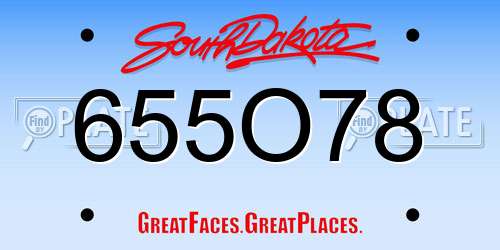 655O78 South Dakota License Plate
