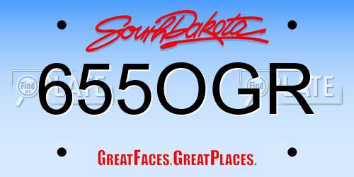 655OGR South Dakota License Plate