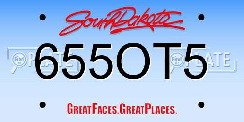 655OT5 South Dakota License Plate