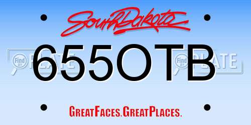 655OTB South Dakota License Plate