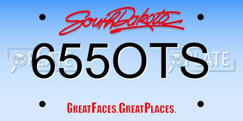 655OTS South Dakota License Plate
