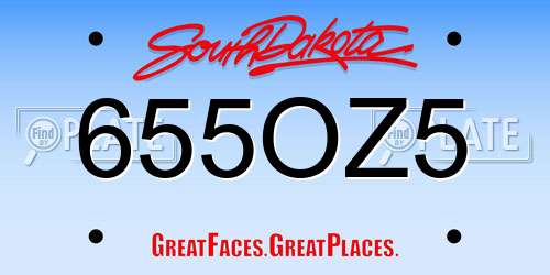 655OZ5 South Dakota License Plate
