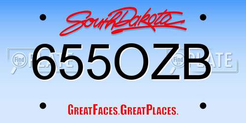 655OZB South Dakota License Plate