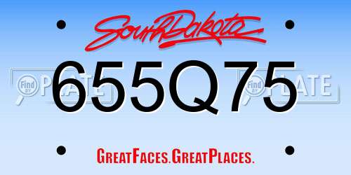 655Q75 South Dakota License Plate