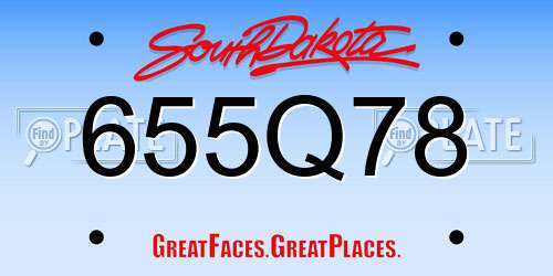 655Q78 South Dakota License Plate