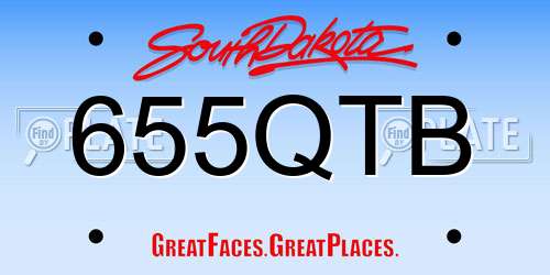 655QTB South Dakota License Plate