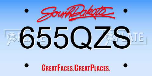655QZS South Dakota License Plate