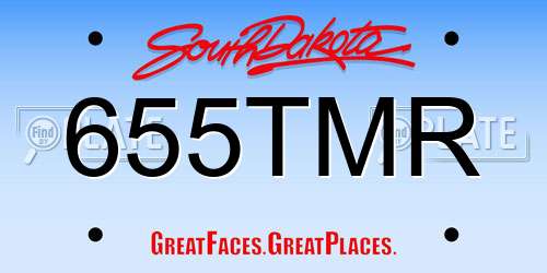 655TMR South Dakota License Plate