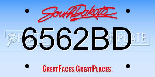 6562BD South Dakota License Plate