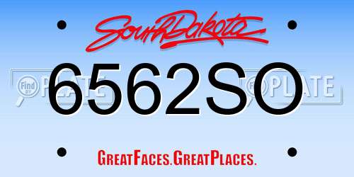 6562SO South Dakota License Plate