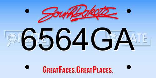 6564GA South Dakota License Plate