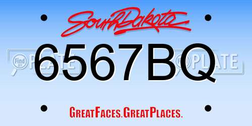 6567BQ South Dakota License Plate