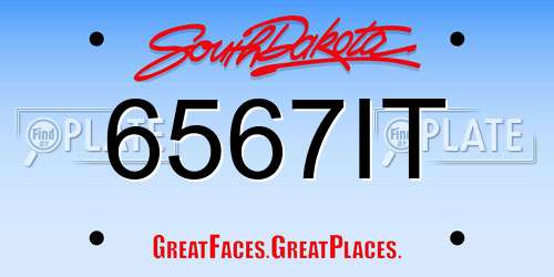 6567IT South Dakota License Plate
