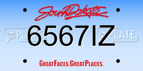 6567IZ South Dakota License Plate