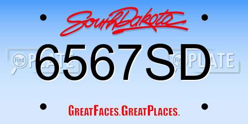 6567SD South Dakota License Plate