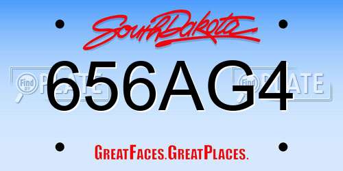 656AG4 South Dakota License Plate