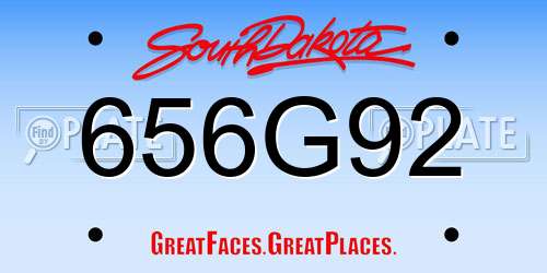 656G92 South Dakota License Plate