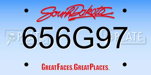 656G97 South Dakota License Plate