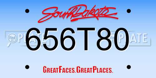 656T80 South Dakota License Plate