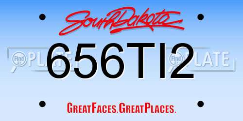 656TI2 South Dakota License Plate