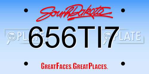 656TI7 South Dakota License Plate