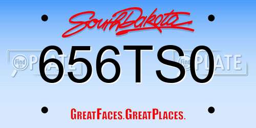 656TS0 South Dakota License Plate