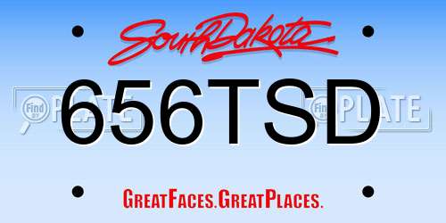 656TSD South Dakota License Plate