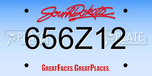656Z12 South Dakota License Plate
