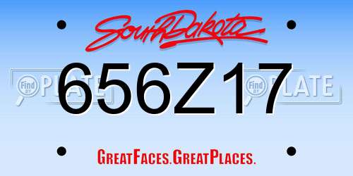 656Z17 South Dakota License Plate