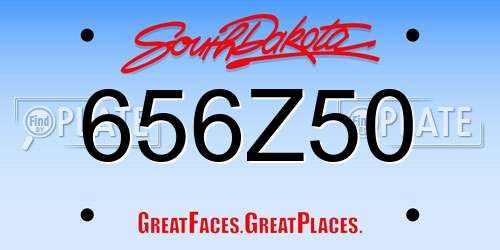 656Z50 South Dakota License Plate
