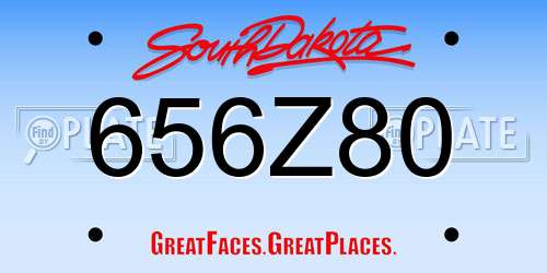 656Z80 South Dakota License Plate
