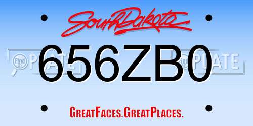 656ZB0 South Dakota License Plate